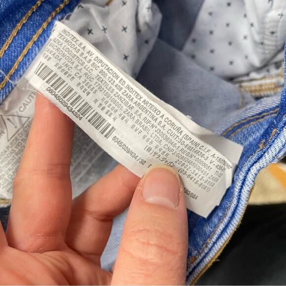 Zara Blue Distressed Raw Hem High Rise Skinny Jeans Womens 00 Zip Fly Classic - Picture 10 of 11